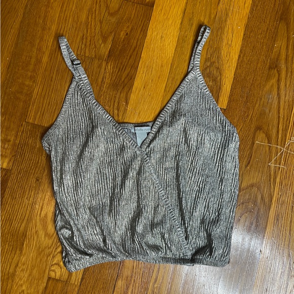 Charlotte Russe Tops - Charlotte Russe Sparkly Silver Spaghetti Stop Tank Crop Top Size XS